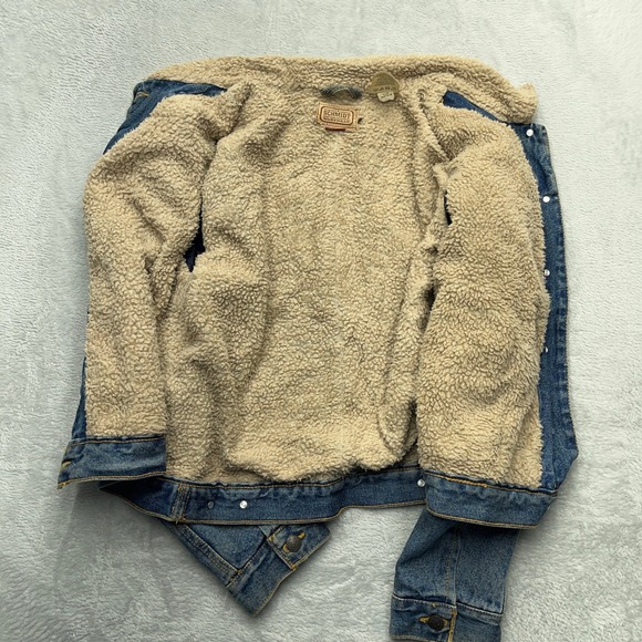 C.E. Schmidt Workwear Denim Trucker Jacket Womens Large Blue Sherpa Lined Cotton - Picture 7 of 8